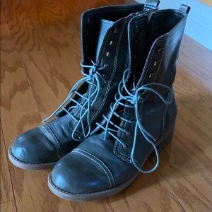 Kensie Girl green combat style, lace-up boots.